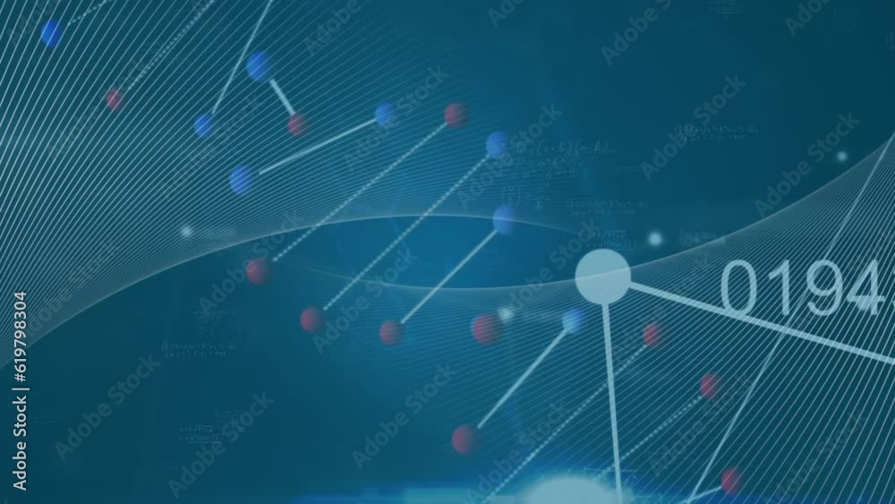 Animation of dna strand spinning over connections and numbers Animation of dna strand spinning over connections and numbers