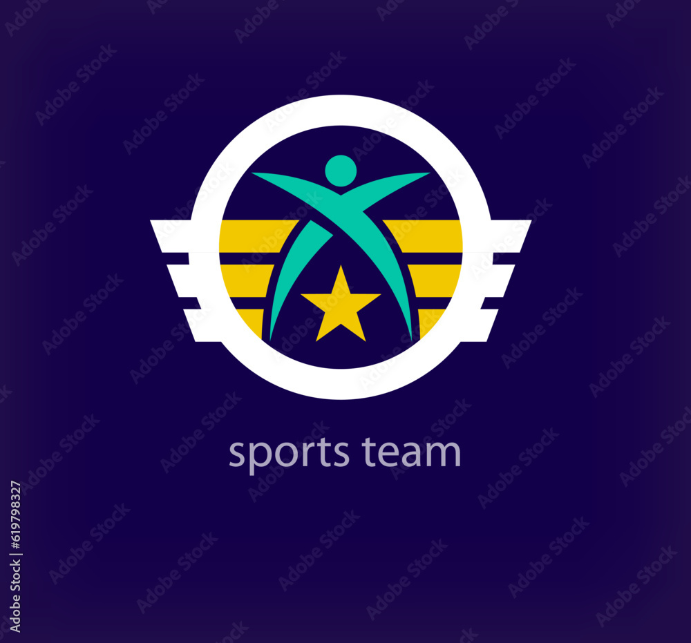 Unique sports team logo. Modern design color. Startup sport concept logo template. vector.	