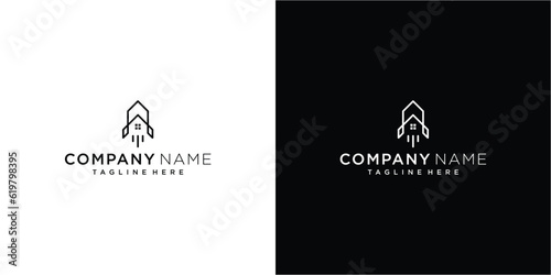 Creative building rocket vector logo template