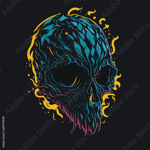 Colorful skull sticker tatoo idea tshirt design
