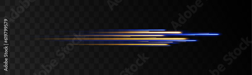 Abstract neon background with shining wires. Motion design. Magic empty space. Panoramic high speed technology concept, light abstract background.	