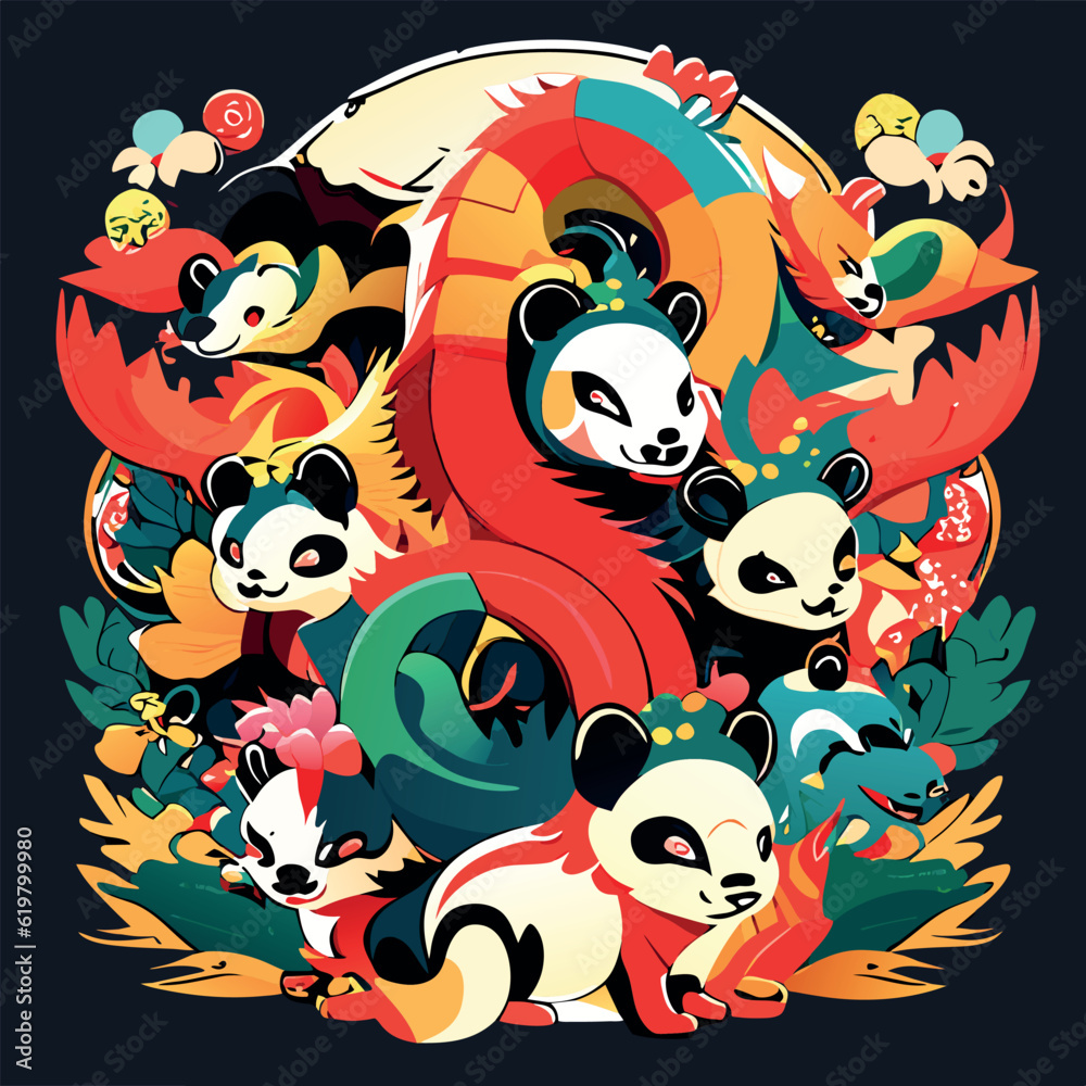 a mix of dragons and pandas - 081 a mix of dragons and pandas - 081