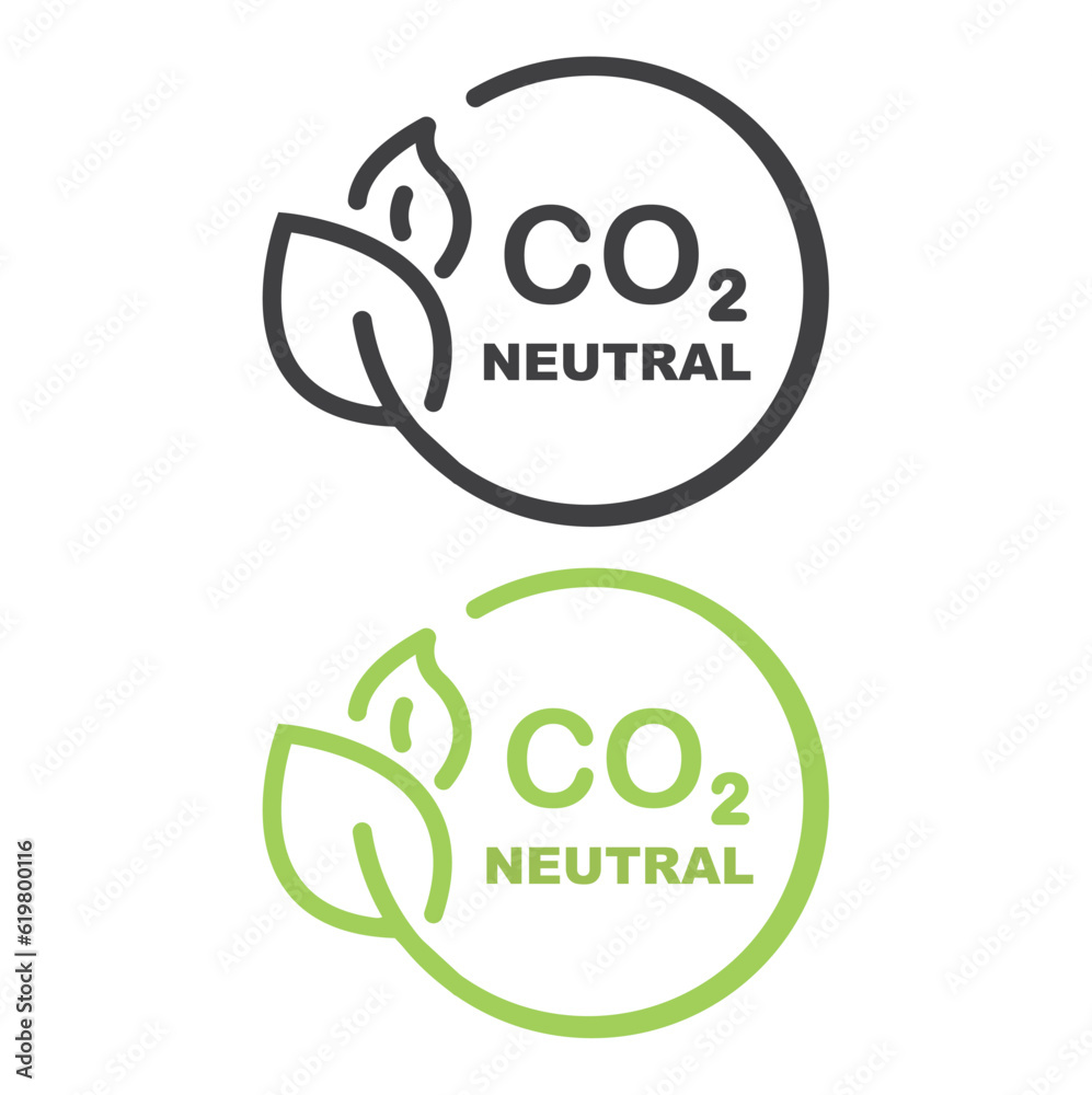 CO2 neutral green floral flat sticker.