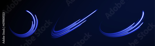 Falling fireball meteorite. Vector illustration of a burning falling fireball meteor. Racing cars dynamic flash effects city road with long exposure night ligh.