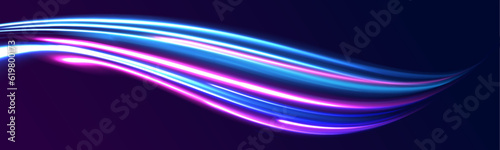 Racing cars dynamic flash effects city road with long exposure night ligh. High Speed Lines With Focus vector background with blurred fast moving light effect, blue purple colors 