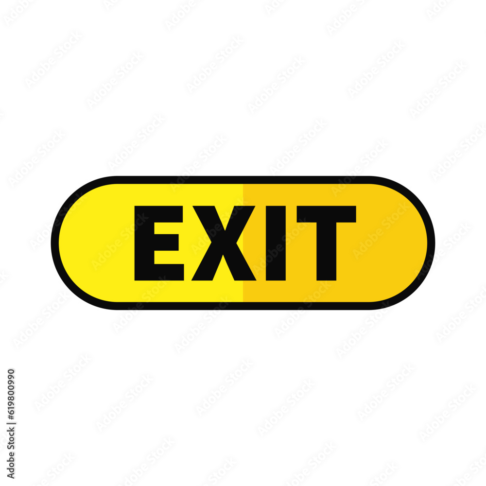 Exit Button In Yellow Color Rectangle Rounded Shape
