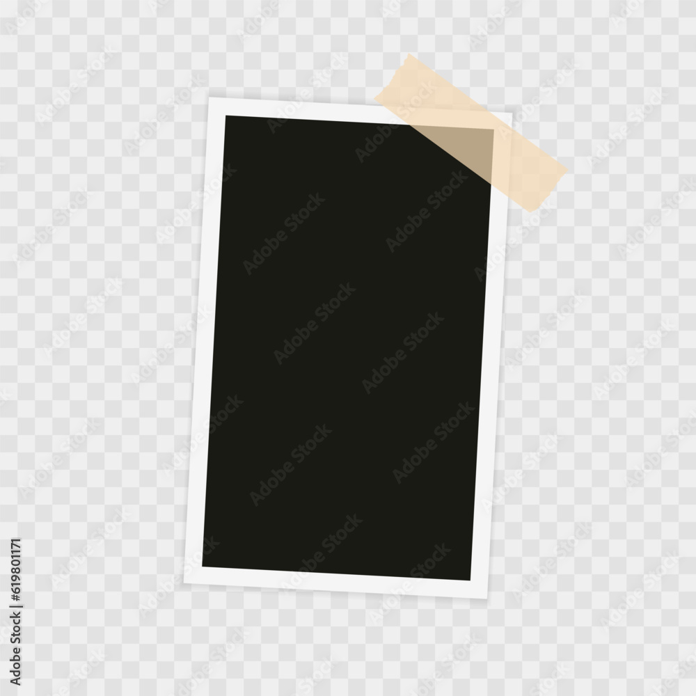 Photo frame with sticky tape, scotch tape, adhesive tape. Template, blank for photo. Vector illustration Photo frame with sticky tape, scotch tape, adhesive tape. Template, blank for photo. Vector illustration