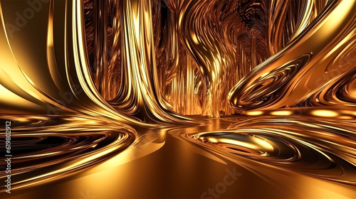 Abstract background with orange liquid texture, generative AI.