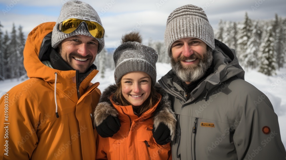 woman texting on mobile phone, ai generative
happy family in winter, ai generative