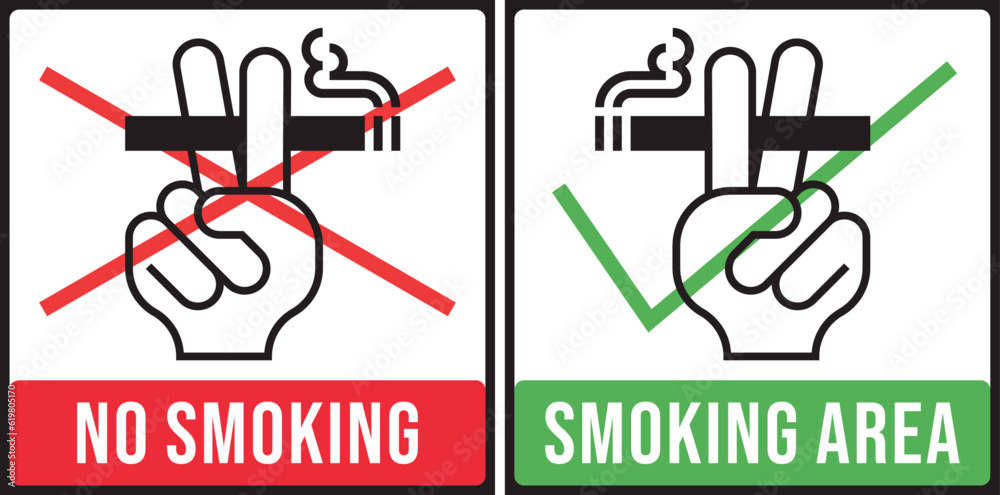 No smoking sign with hand in simple modern style No smoking sign with hand in simple modern style