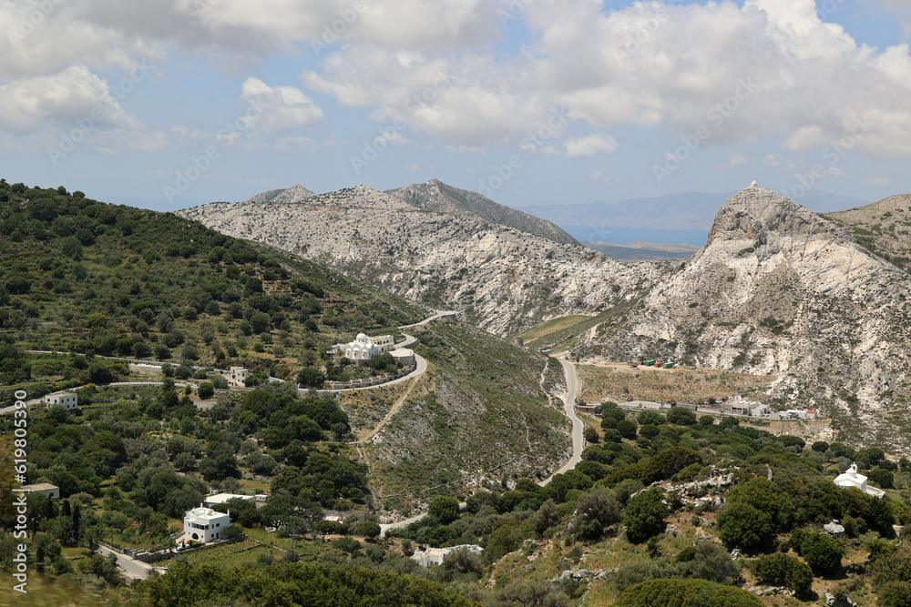 St. Irene Church in the mountain landscape on the Cyclades Island-Naxos-Greece