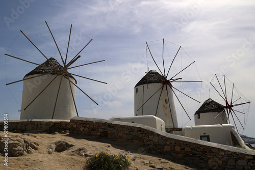 Windmills on the Cyclades island of Mykonos- Cyclades-Greece 