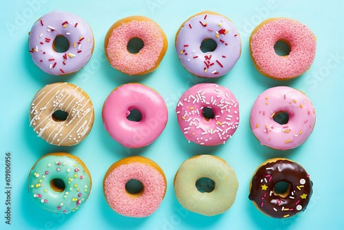 donuts isolated on blue background