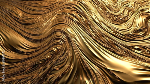 Abstract background with texture golden waves, generative AI.