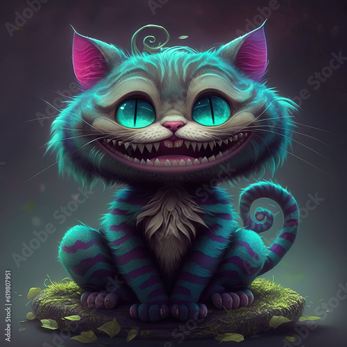 Blue Cheshire Cat  Illustration