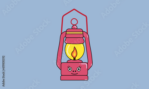 Red kerosene lamp for camping and hiking 
