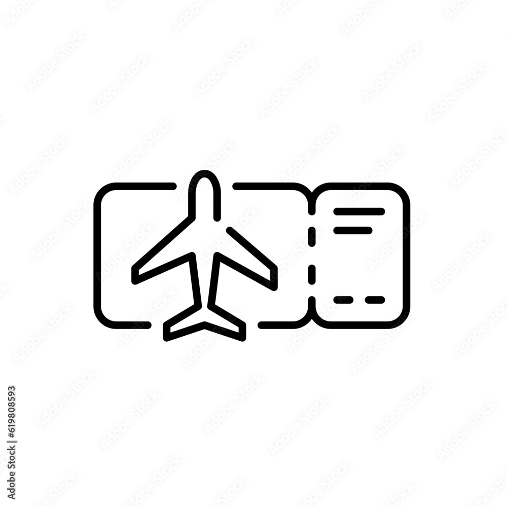 Boarding pass. Electronic flight ticket. Pixel perfect, editable stroke
