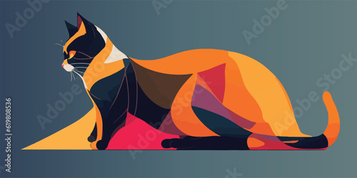 Colorful Cat Aesthetic Background Abstract Illustration