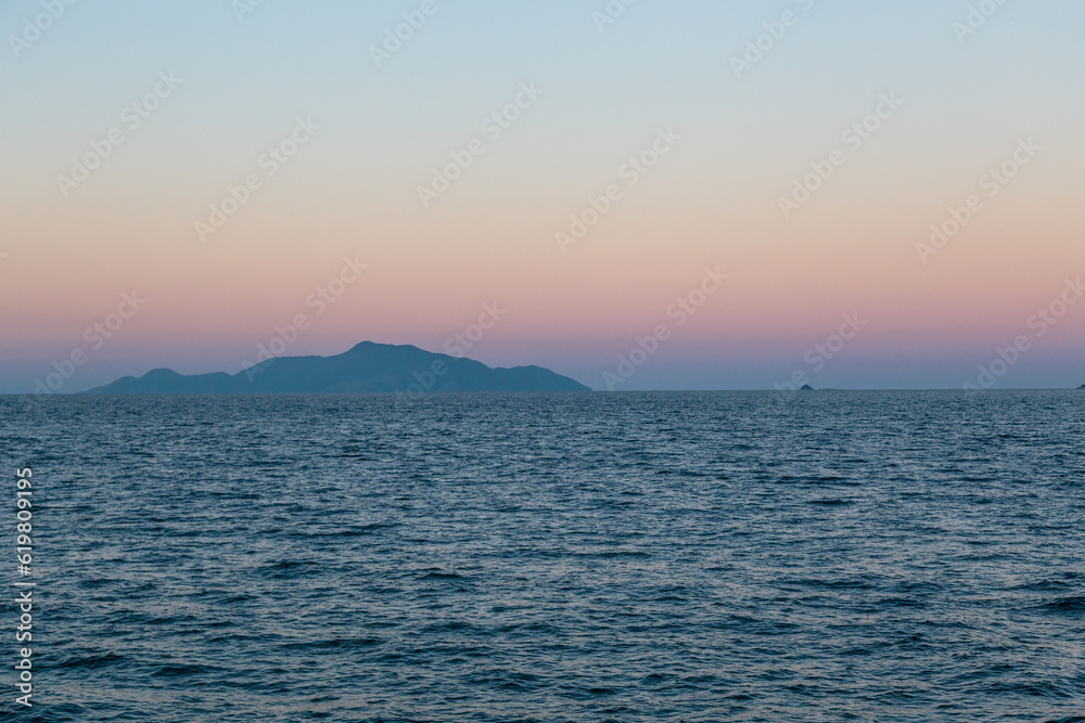 sunset on the big island in Angra dos Reis in Rio de Janeiro.