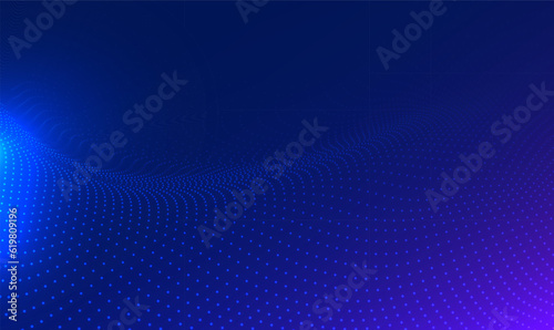 Particle Technology Background Design. Big data. Futuristic technology sci-fi wave. Science. Big data visualization. For brochures, business card, banner. Vector EPS10 © SappawatS