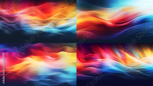Abstract multi colored wave background collection. Generative ai design.
