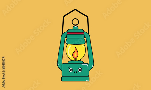 Green kerosene camping lamp 