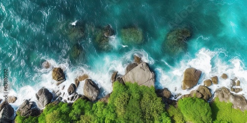 Beauty of the sea. Beaches where land and sea meet seascape. Top view of rocky coastline with drone's eye seaside landscape the rocky beach