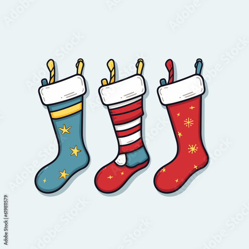 Festive Christmas Stockings Lettering, Vector Illustration