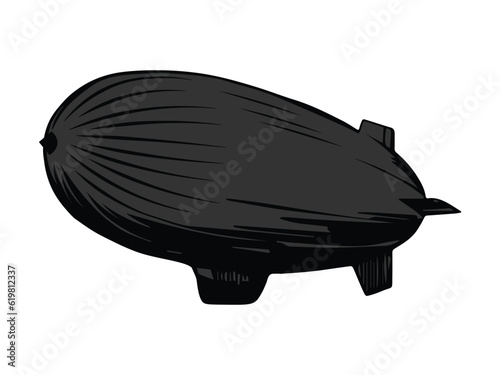 Blimp, Zeppelin, flat style airship icon, vector
