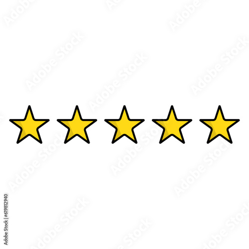 5 star rating icon. Five star review. Vector.