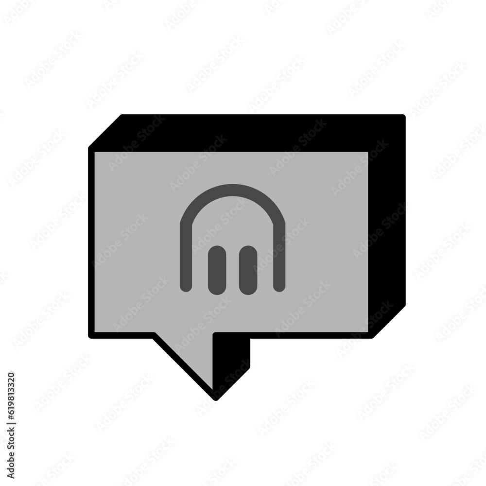 3d square bubble speech chat box icon audio headphone 3d square bubble speech chat box icon audio headphone