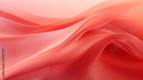 Soft Red Light Silk Waves background. Abstract soft color design surface with wavy borders and curves. Generative AI.