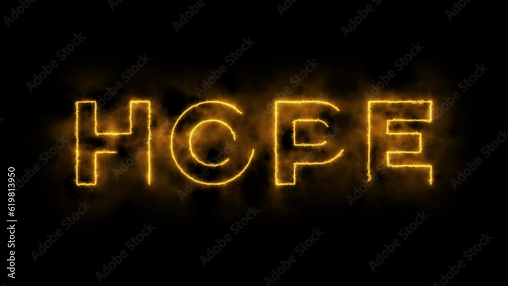 footage video hope text effect lines with fire, saber. 