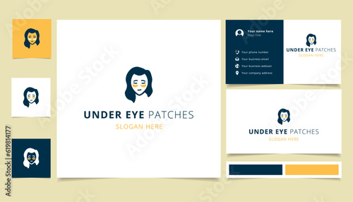 Under eye patches logo design with editable slogan. Branding book and business card template.