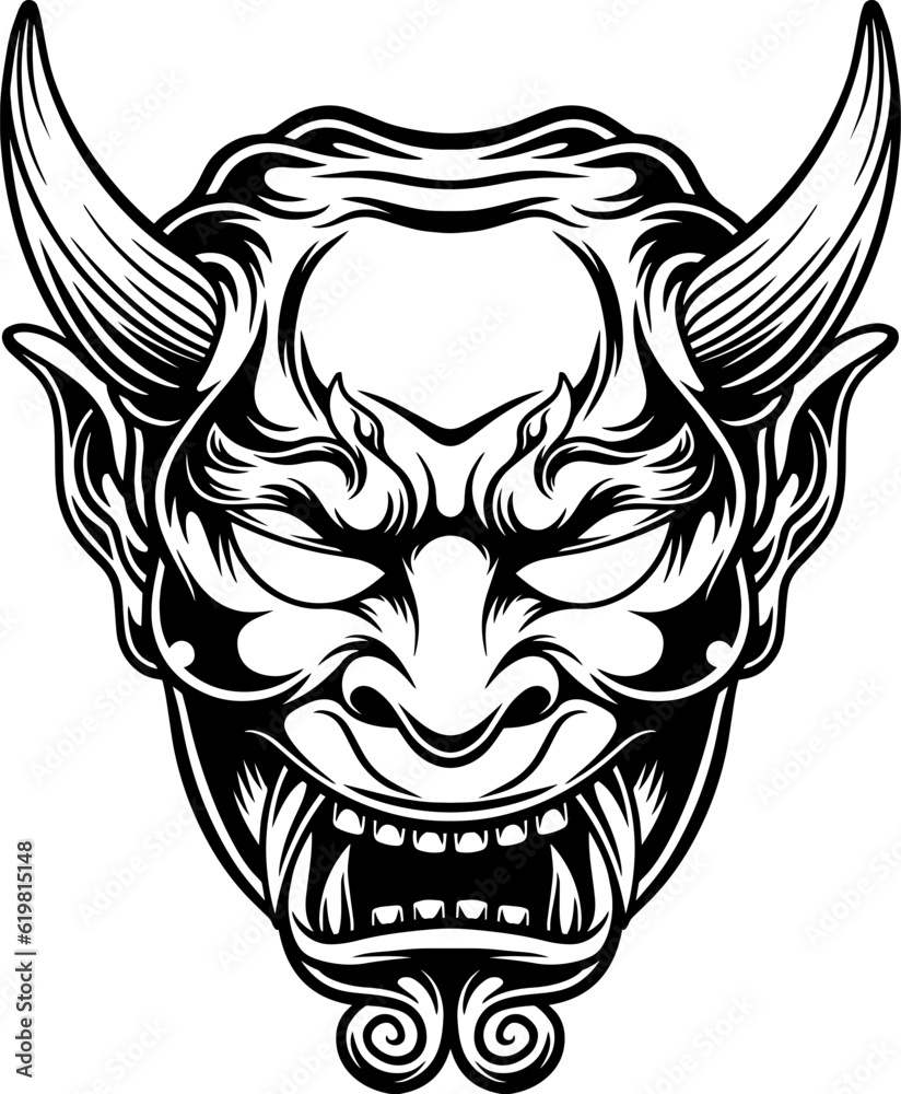 hand drawn line art illustration of scary devil mascot illustration hand drawn line art illustration of scary devil mascot illustration