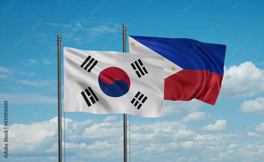 Naklejka premium Philippines and South Korea flag