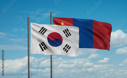 Mongolia and South Korea flag