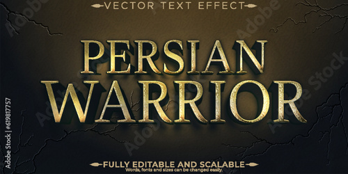 Editable text effect persian, 3d warrior and historic font style