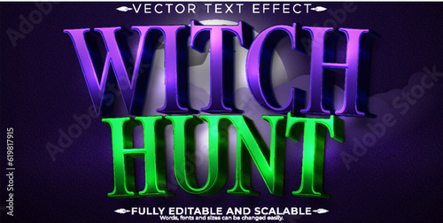 Editable text effect witch, 3d magic and spell font style