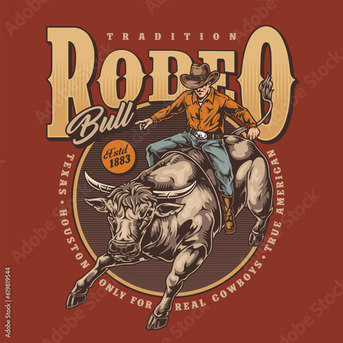 Tradition rodeo bull poster colorful