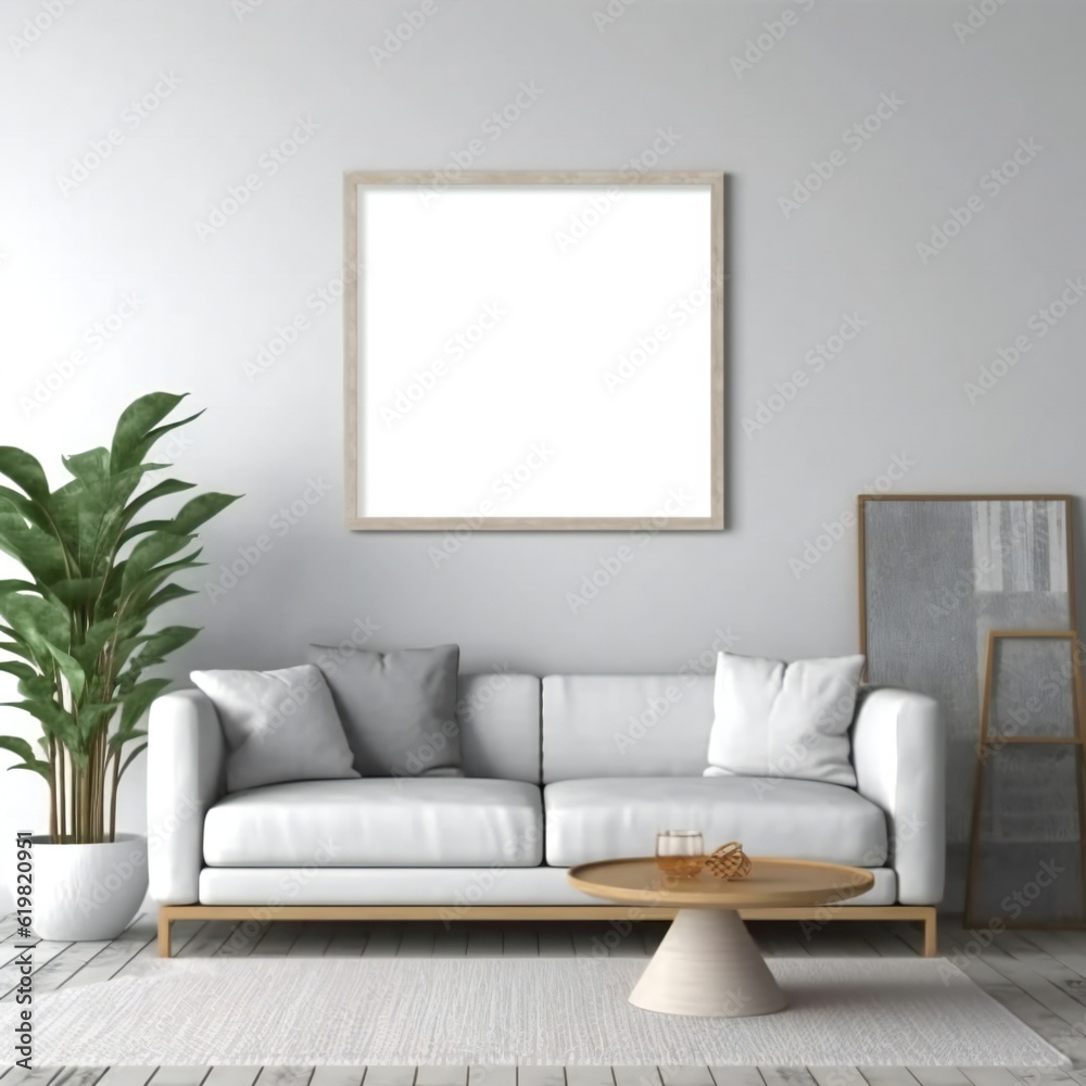 Blank white photo art frame mock up design showcase in modern bathroom Generative AI 