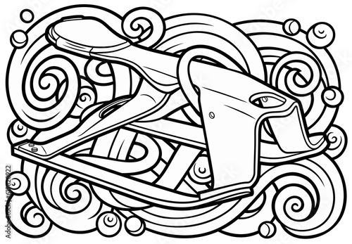 Cartoon cute doodle hand drawn sled illustration.