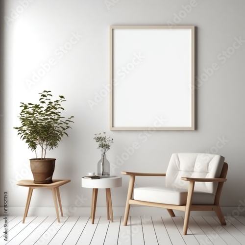 Blank white photo art frame mock up design showcase in modern bathroom Generative AI  © LayerAce.com