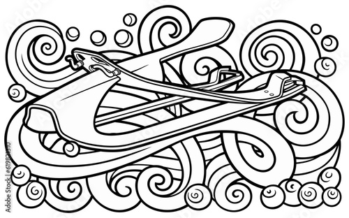 Cartoon cute doodle hand drawn sled illustration.