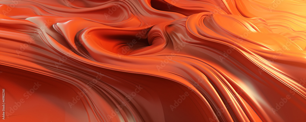 3d render of abstract wavy background with orange and red colors