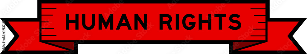 Ribbon label banner with word human rights in red color on white background Ribbon label banner with word human rights in red color on white background