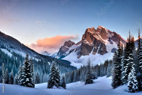 winter landscape with mountains © Nature creative