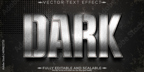 Dark silver editable text effect, metallic and shiny text style