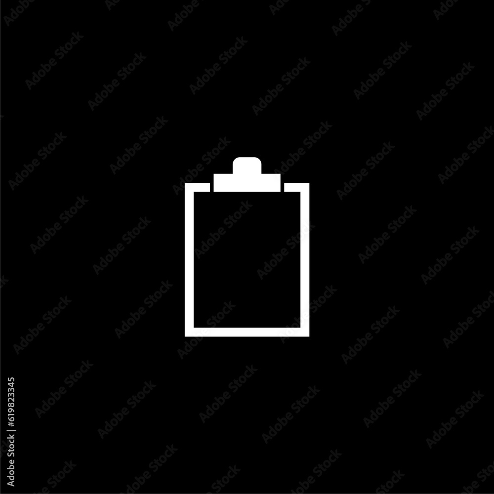 Blank Checklist clipboard icon isolated on black background Blank Checklist clipboard icon isolated on black background