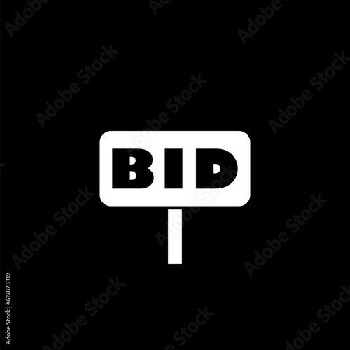 Bid icon isolated on black background. Auction bidding. 